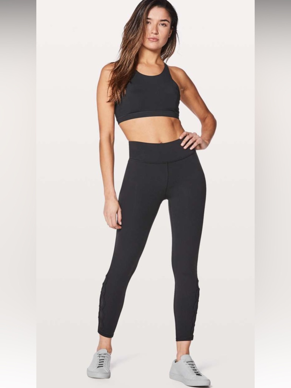 NWOT Lululemon 7/8 Tied To It Black Lace-Up Side Detail Yoga Pants - Picture 2 of 11